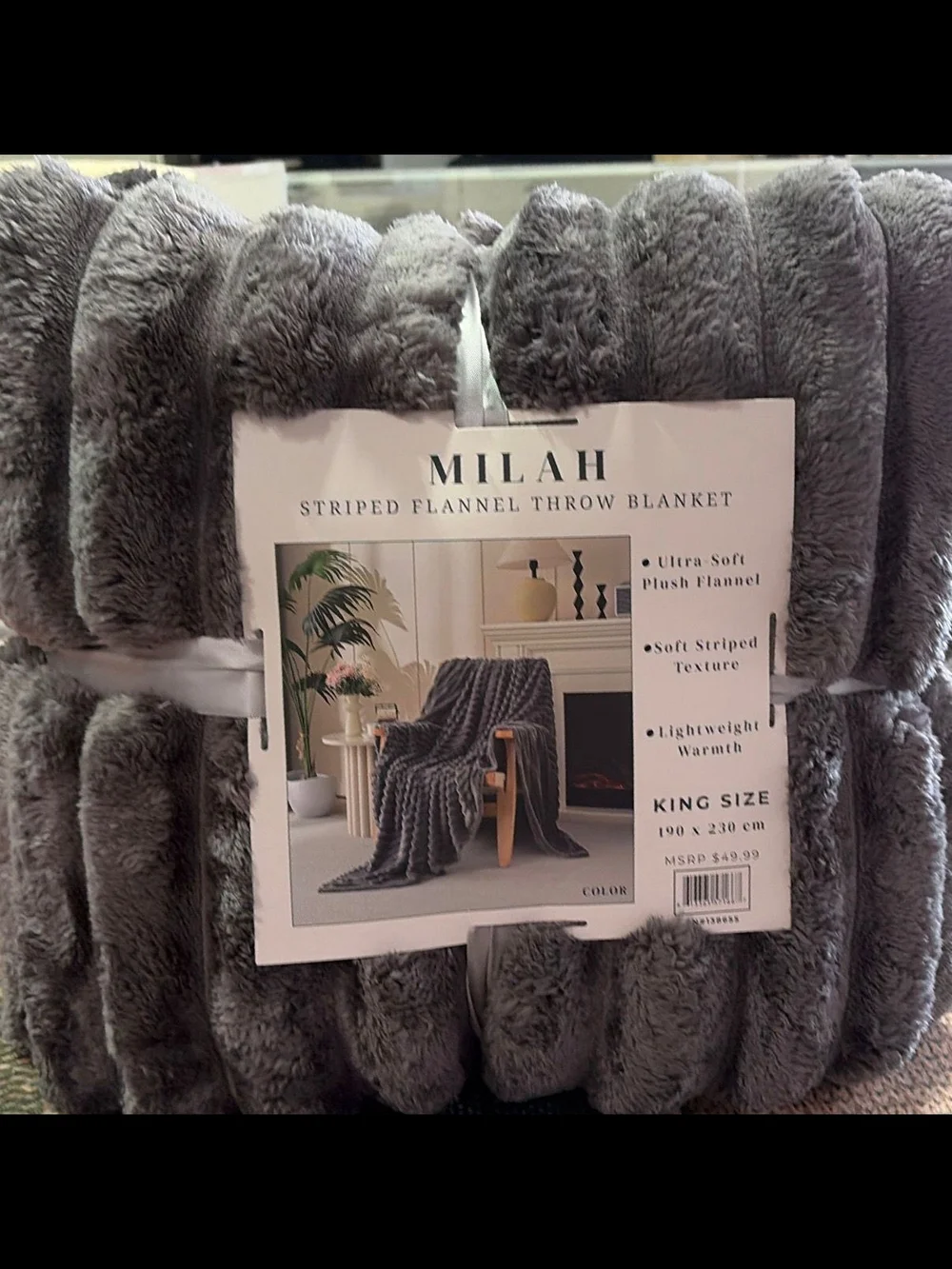 MILAH Striped Flannel Throw Blanket - Pink
